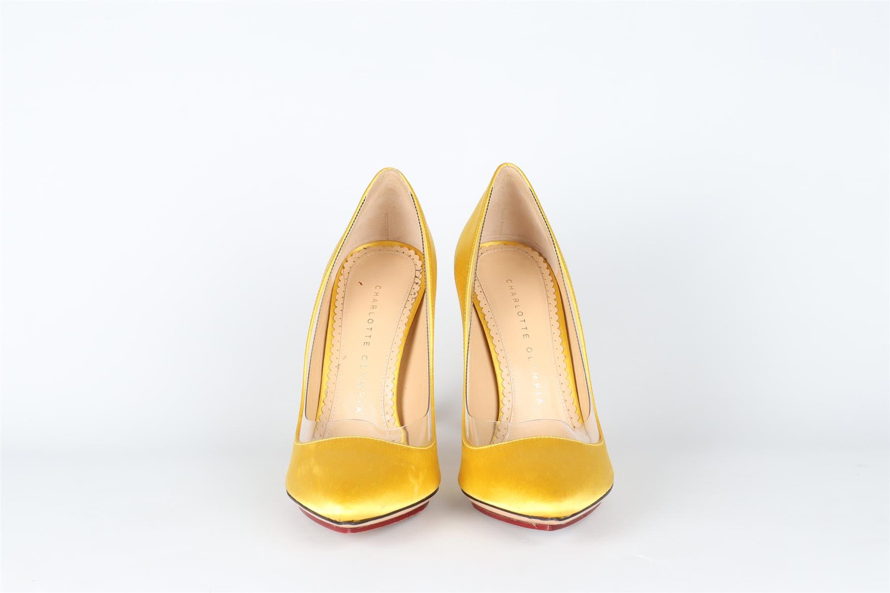 CHARLOTTE OLYMPIA YELLOW SATIN PUMPS EU 36.5 UK 3.5 US 6.5