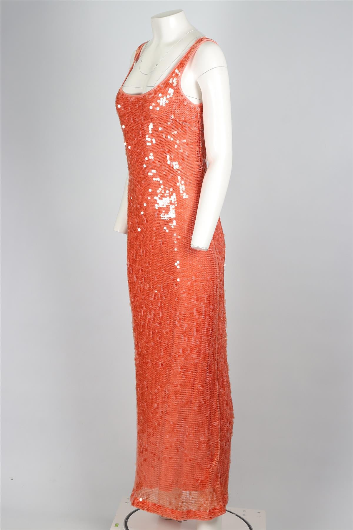 SIMKHAI ORANGE SEQUIN MAXI DRESS US 2 UK 6