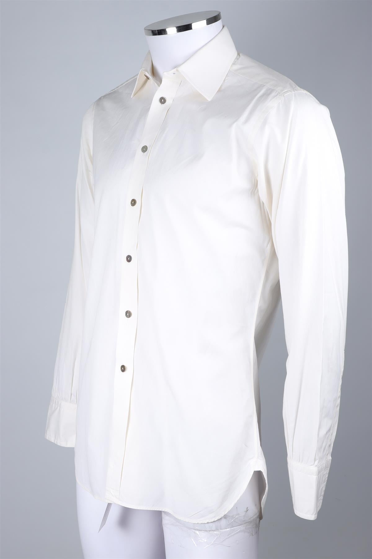 TURNBULL & ASSER CREAM MEN'S COTTON SHIRT SMALL/MEDIUM