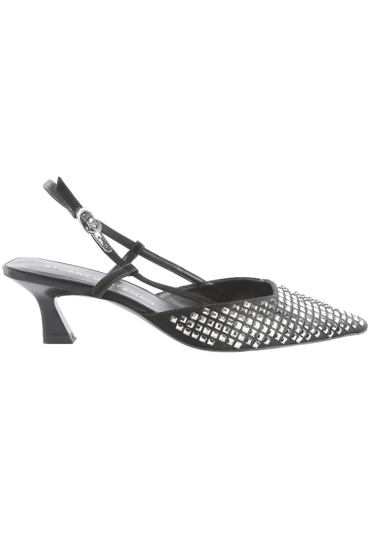 STUART WEITZMAN BLACK SATIN SLINGBACK PUMPS EU 37.5 UK 4.5 US 7.5