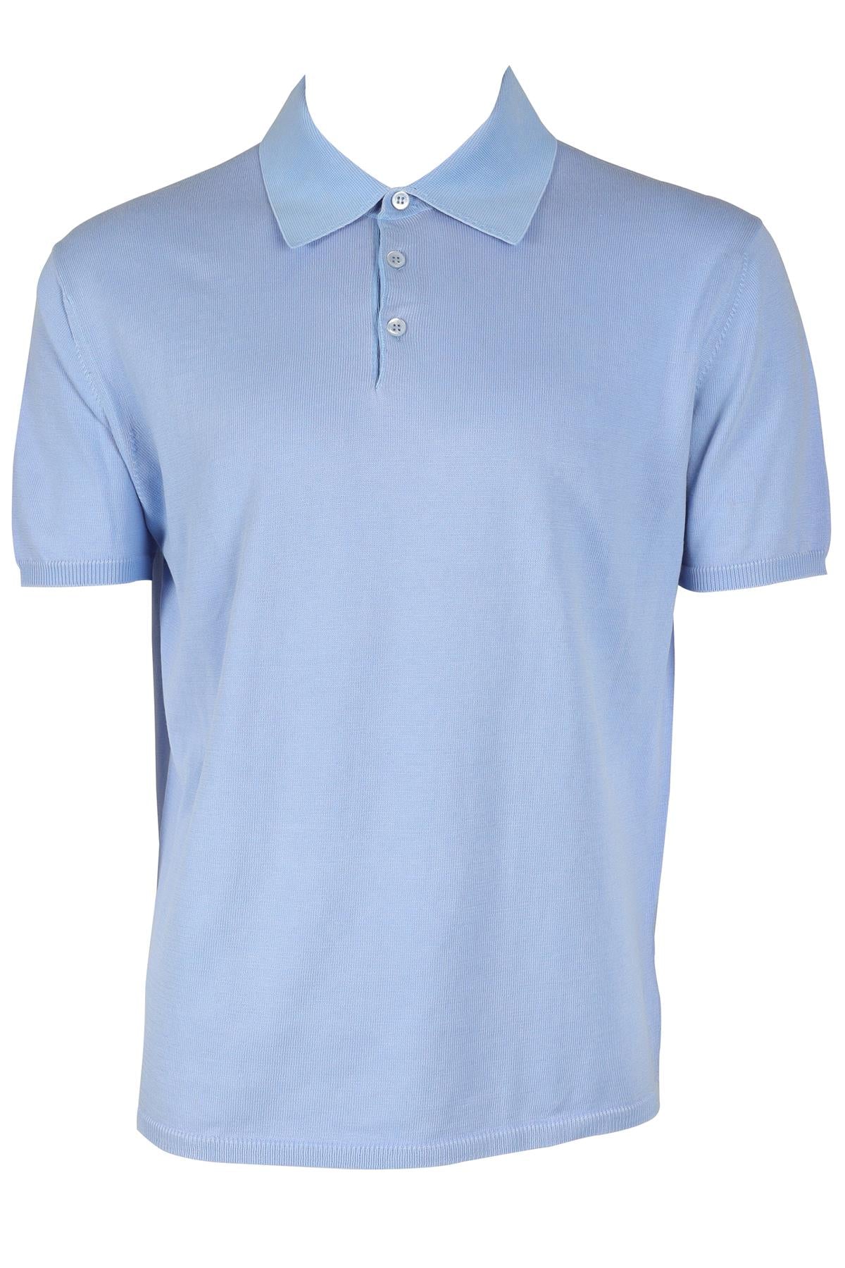 CRUCIANI BLUE MEN'S COTTON POLO SHIRT LARGE