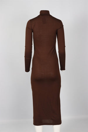 POLO RALPH LAUREN BROWN WOOL BLEND MAXI DRESS XSMALL