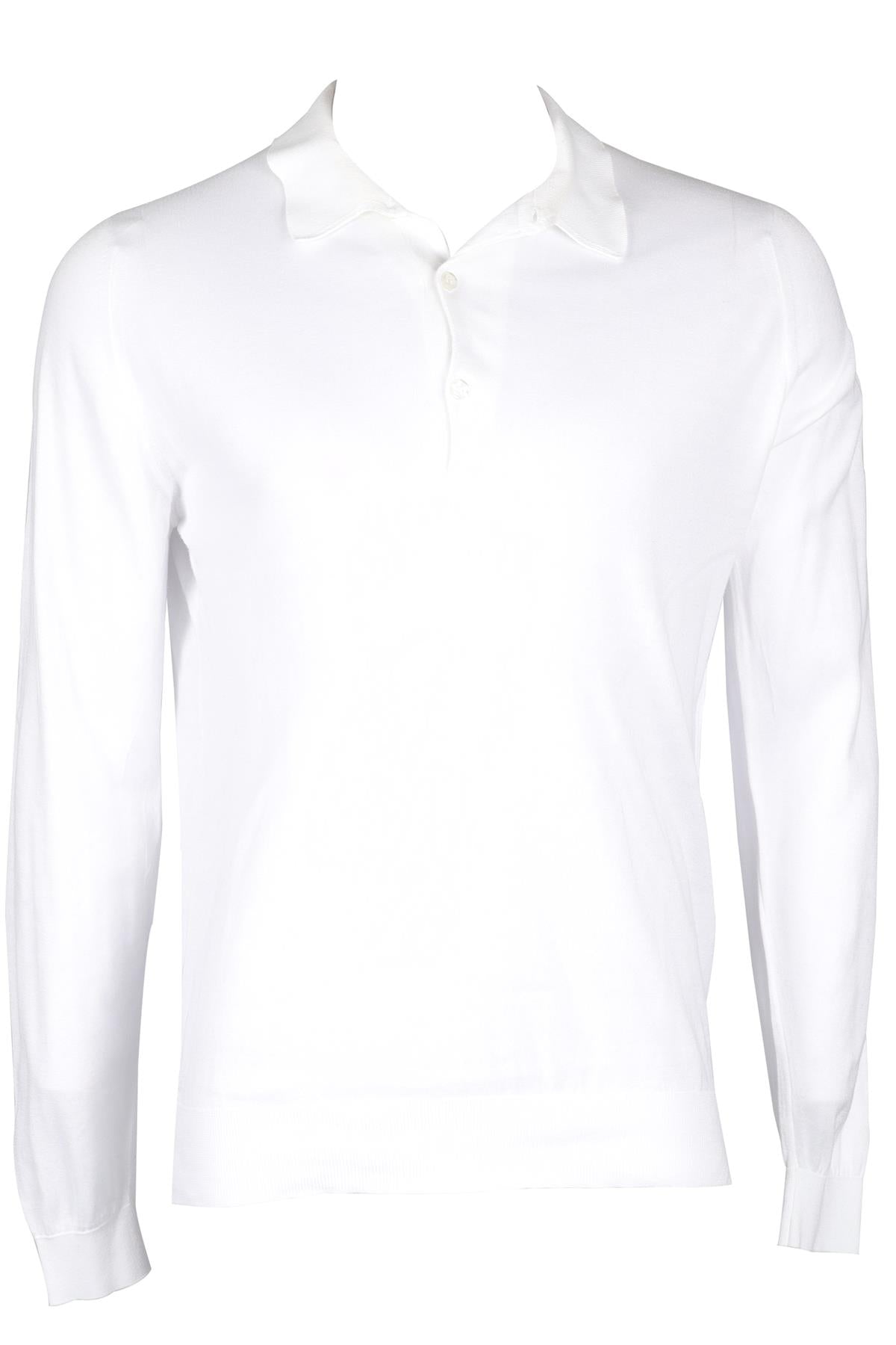 JOHN SMEDLEY WHITE MEN'S COTTON POLO SHIRT MEDIUM