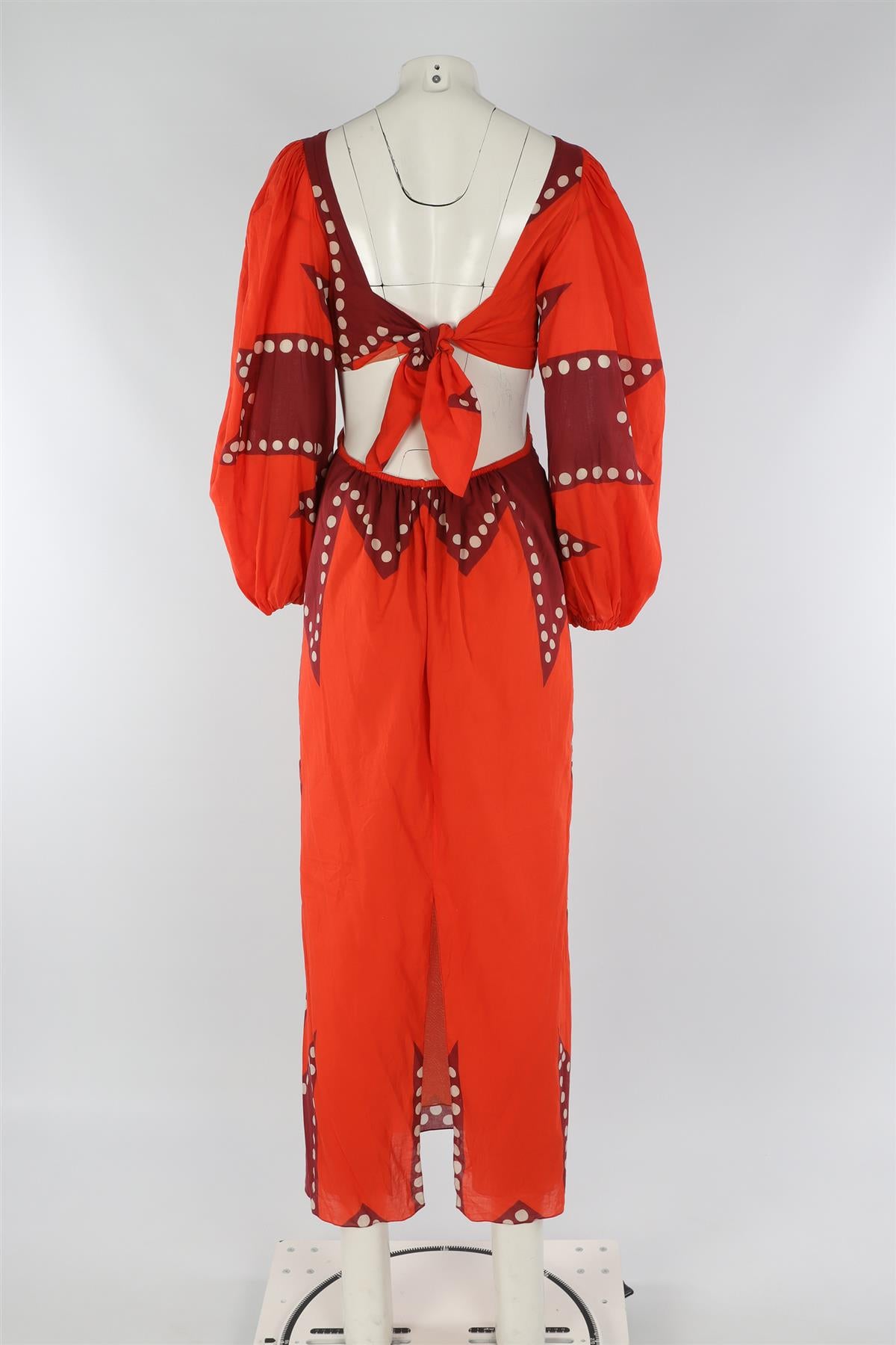 JOHANNA ORTIZ ORANGE COTTON MAXI DRESS US 6 UK 10
