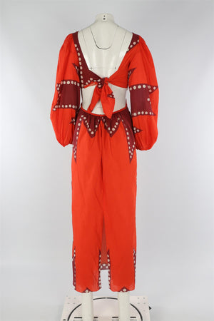 JOHANNA ORTIZ ORANGE COTTON MAXI DRESS US 6 UK 10