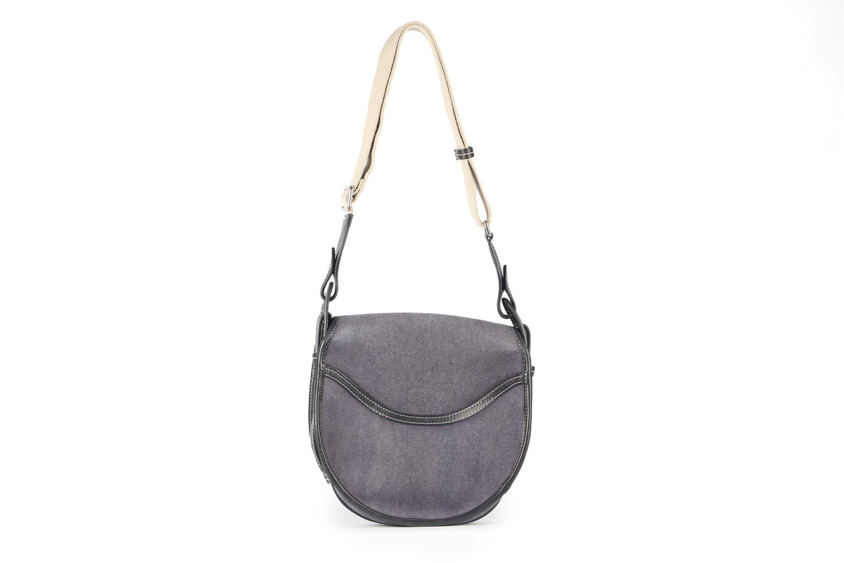 ISABEL MARANT BLUE BOTSY CANVAS AND LEATHER SHOULDER BAG