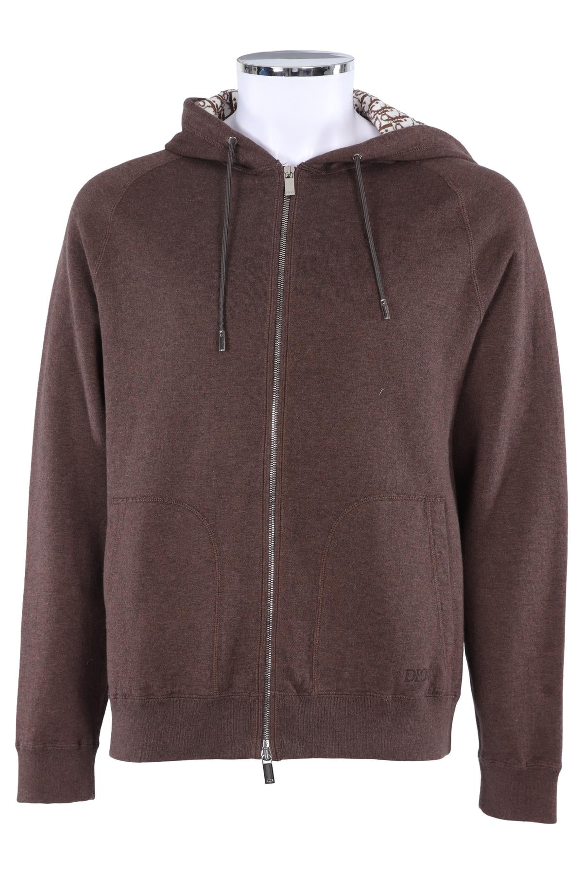 CHRISTIAN DIOR BROWN MEN'S 2021 OBLIQUE COTTON HOODIE XLARGE