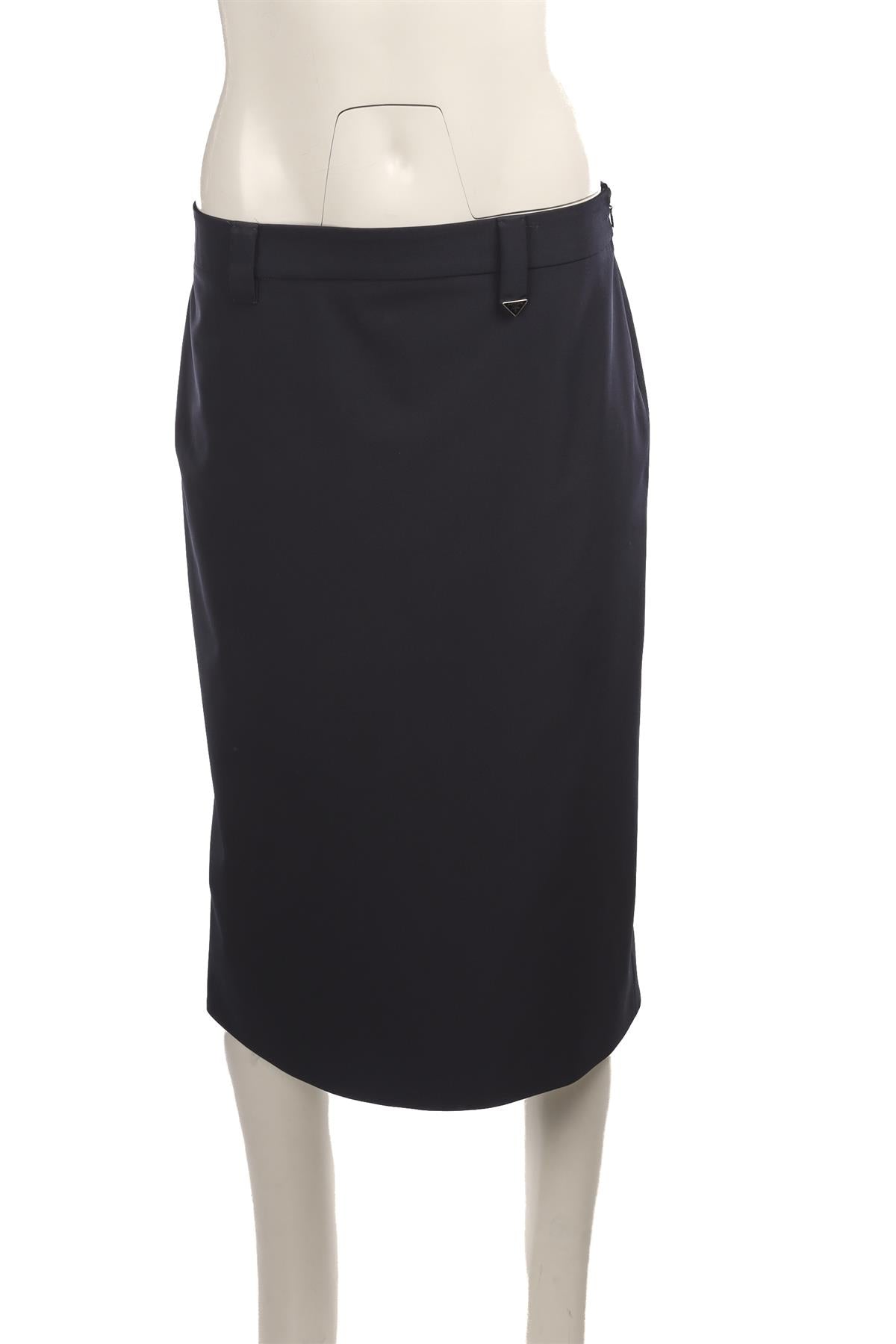 PRADA NAVY NYLON MIDI SKIRT IT 42 UK 10