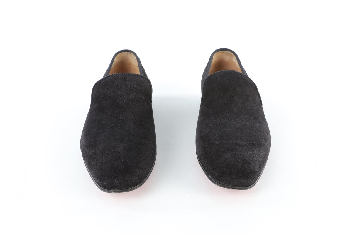CHRISTIAN LOUBOUTIN BLACK MEN'S SUEDE LOAFERS EU 44 UK 10 US 11