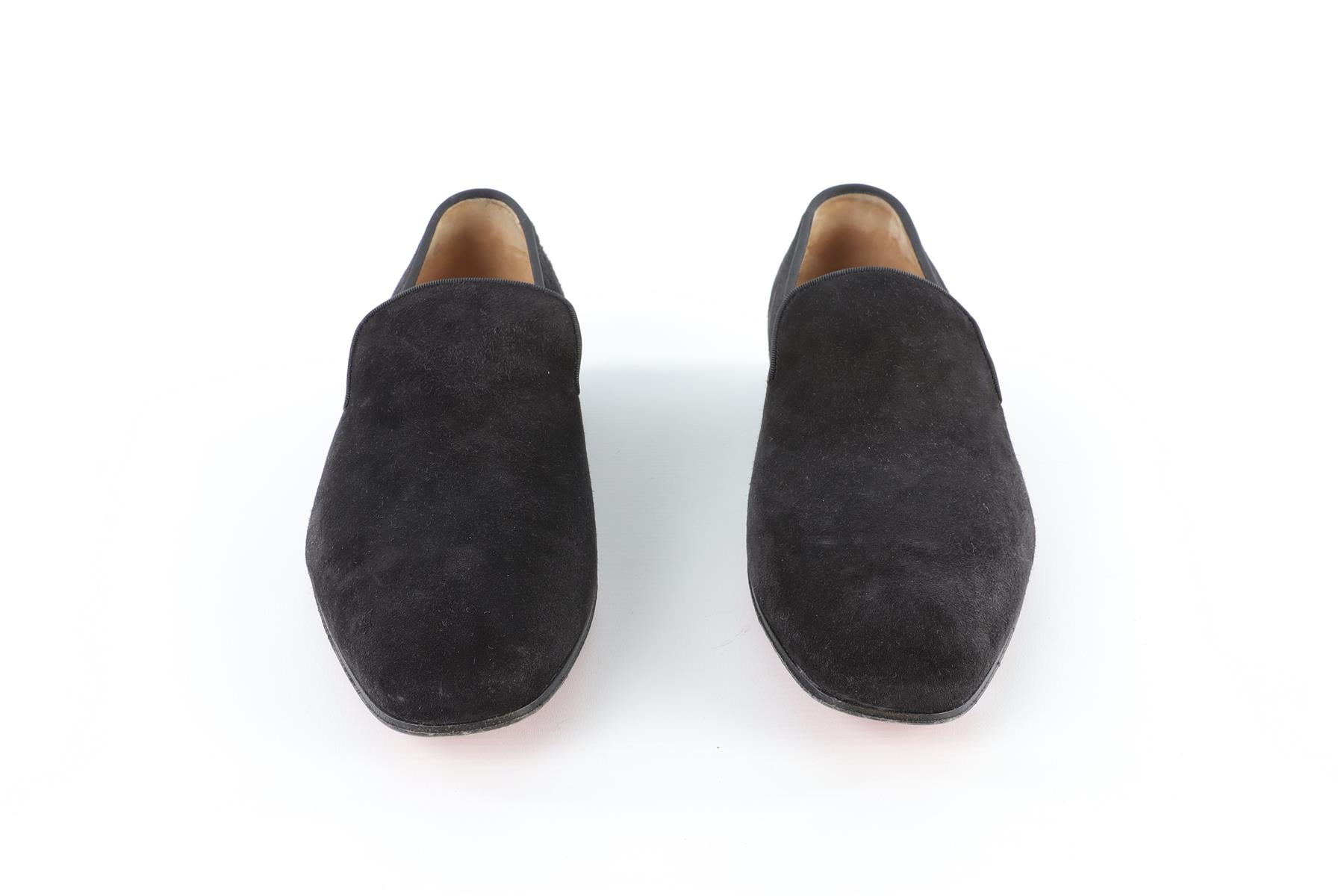CHRISTIAN LOUBOUTIN BLACK MEN'S SUEDE LOAFERS EU 44 UK 10 US 11