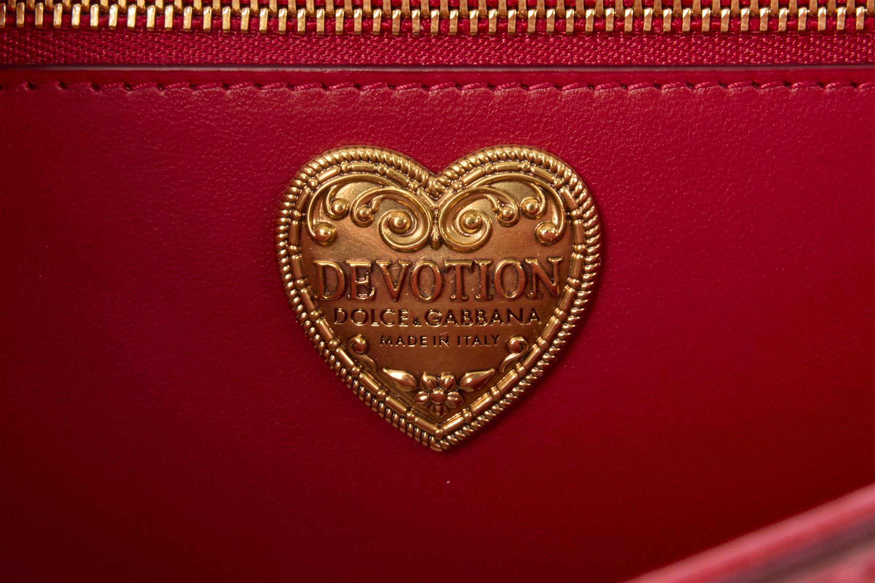 DOLCE & GABBANA RED DEVOTION LARGE LEATHER SHOULDER BAG