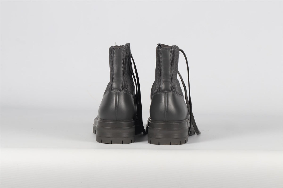 GIANVITO ROSSI GREY LEATHER ANKLE BOOTS EU 39 UK 6 US 9
