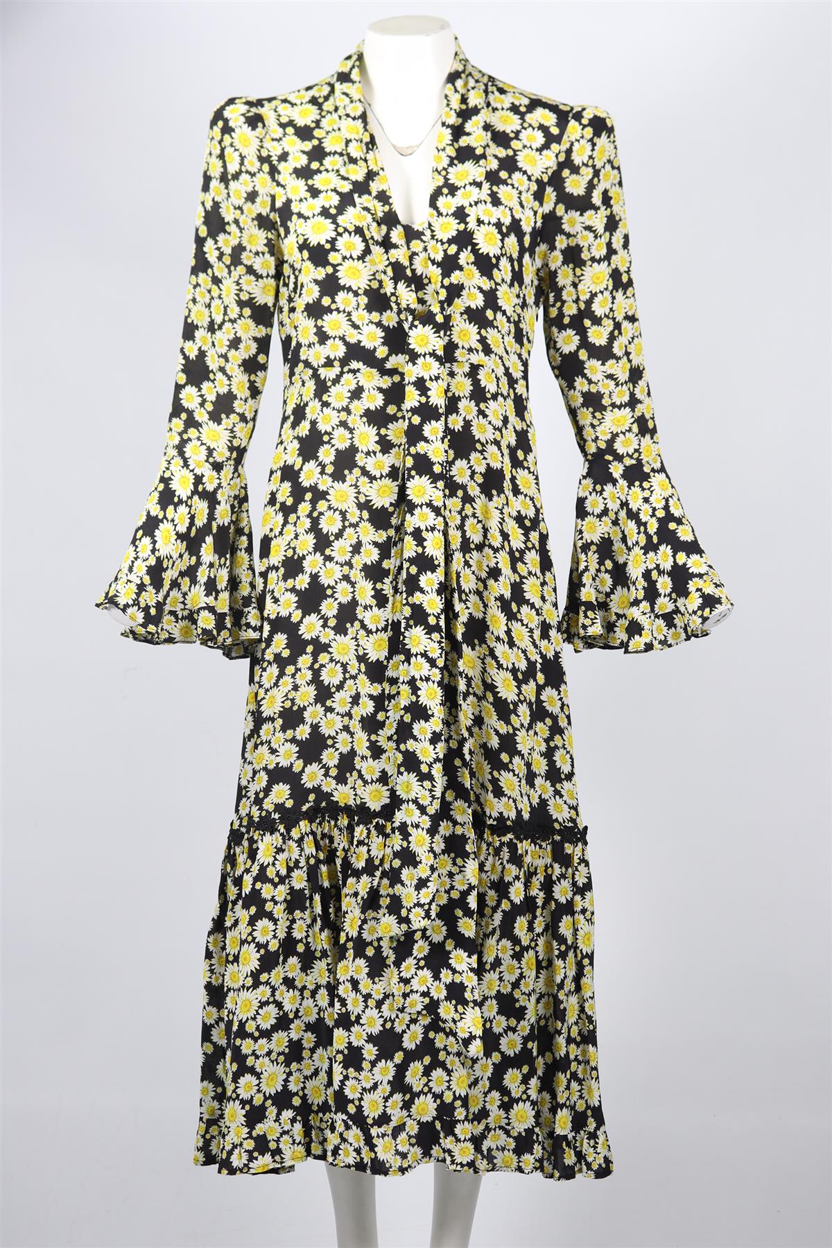 QUEENS OF ARCHIVE FLORAL PRINT VISCOSE MAXI DRESS UK 12