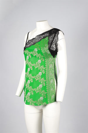 DOLCE & GABBANA GREEN SILK TOP IT 42 UK 10