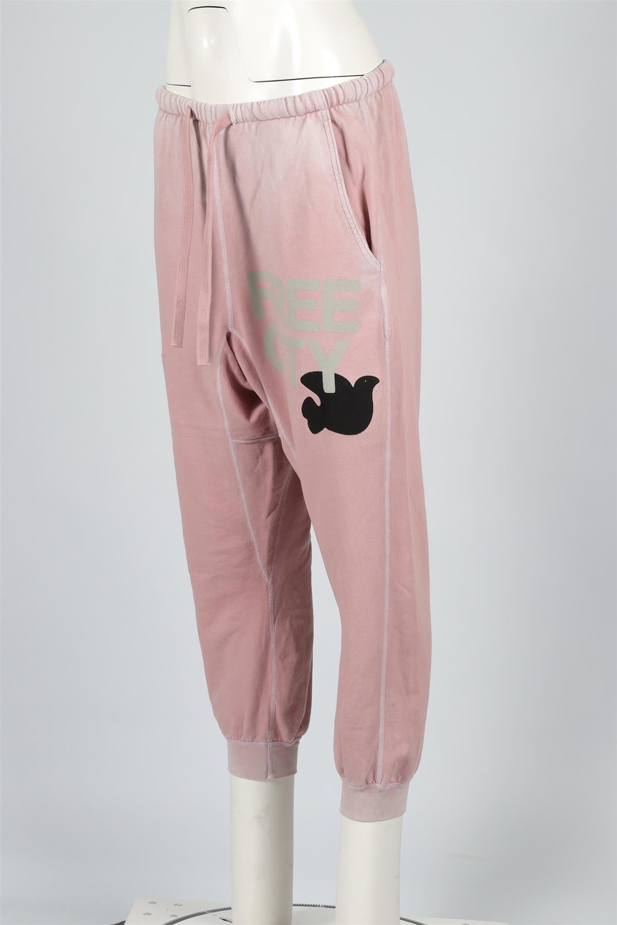 FREE CITY PINK COTTON TRACK PANTS SMALL