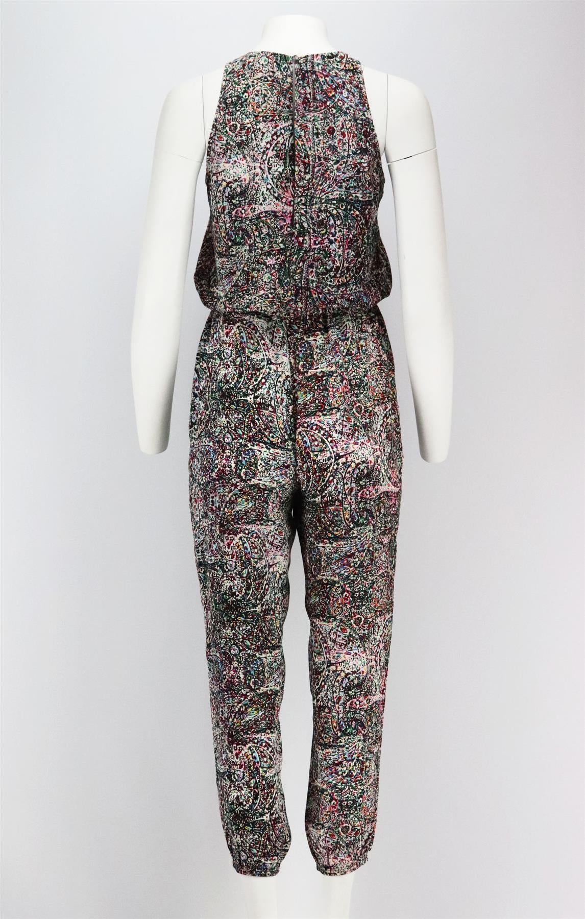 L'AGENCE PRINTED SILK JUMPSUIT XSMALL