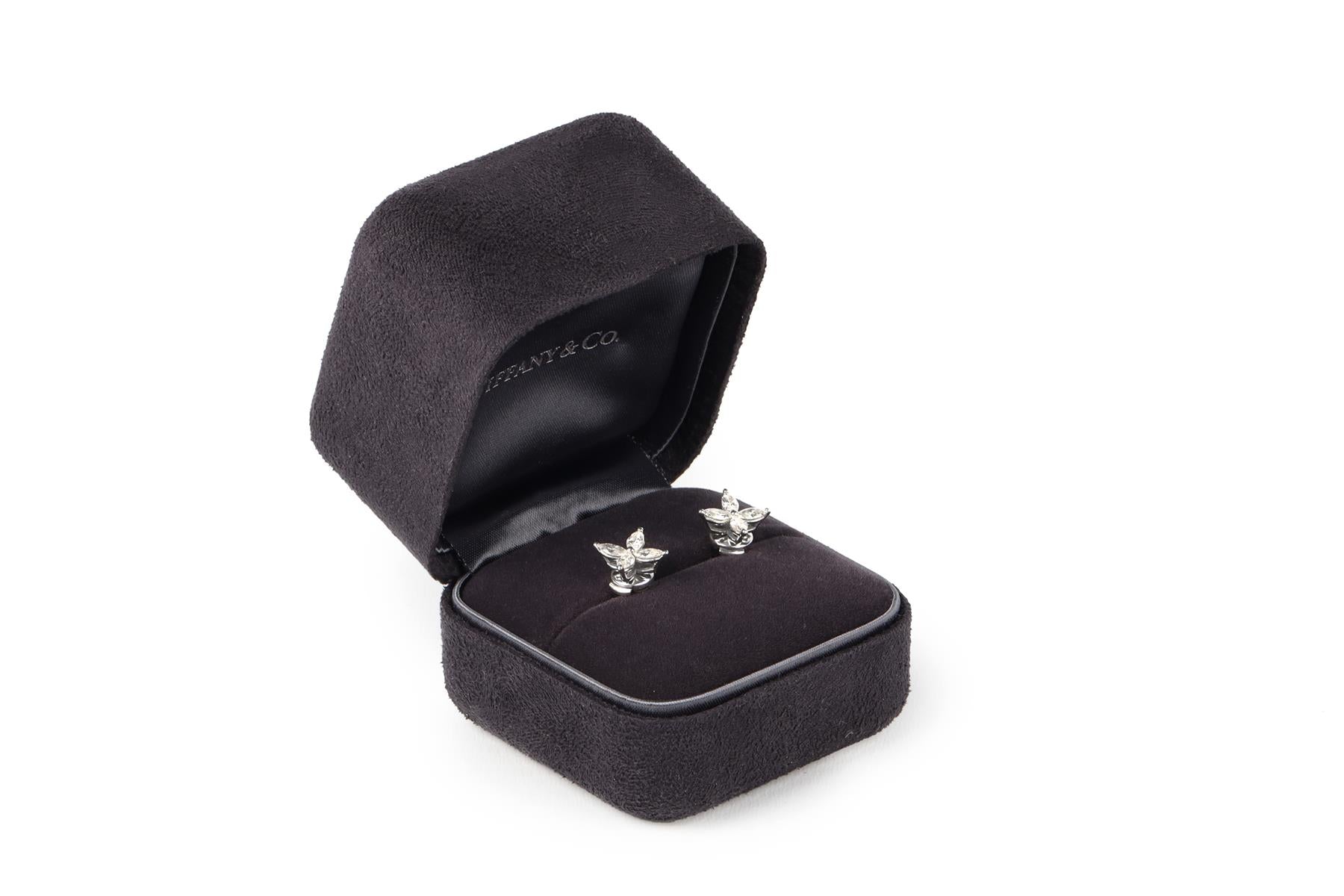 TIFFANY & CO. VICTORIA MEDIUM 0.92 CT DIAMOND AND PLATINUM EARRINGS
