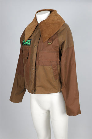 GANNI + BARBOUR BROWN COTTON JACKET UK 6 US 2