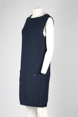 CHANEL BLUE 2014 COTTON DRESS FR 42 UK 14