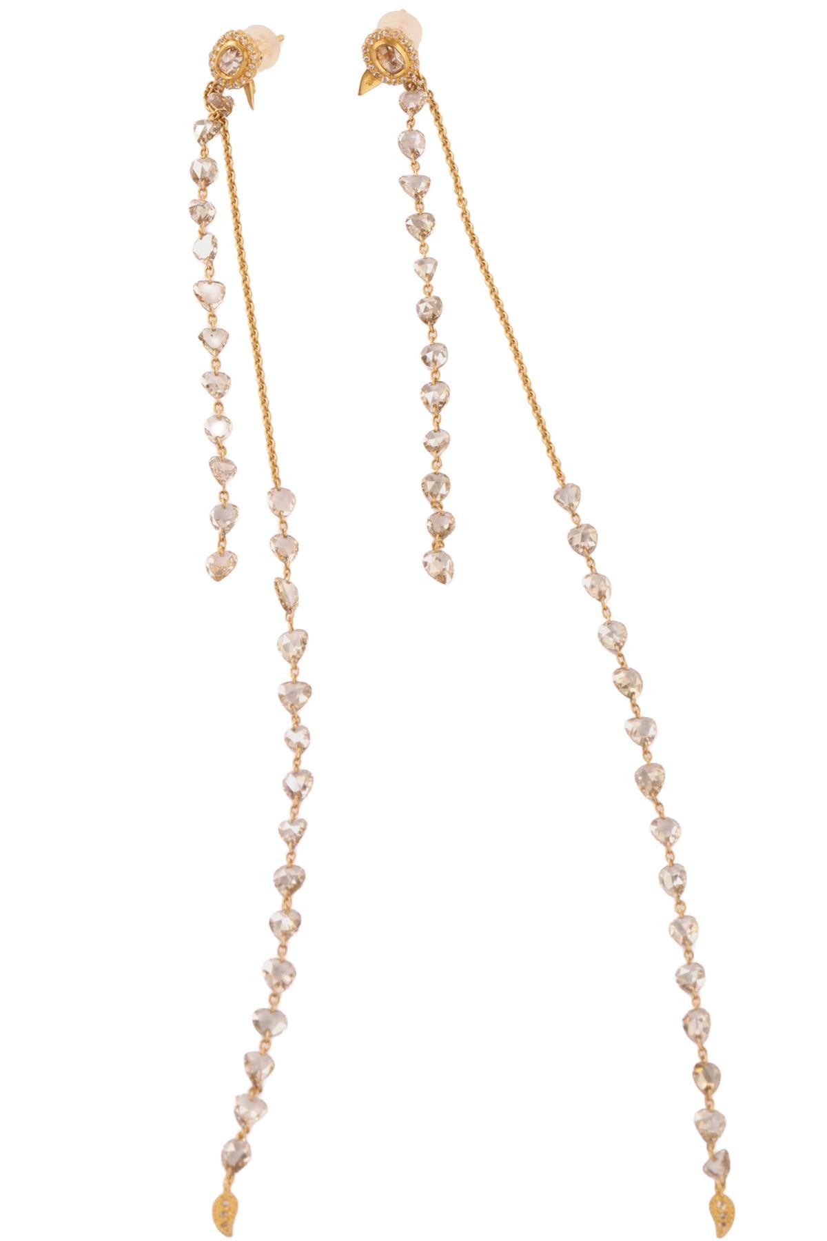 COOMI TWO LINE DIAMOND 20K YELLOW GOLD DROP EARRINGS