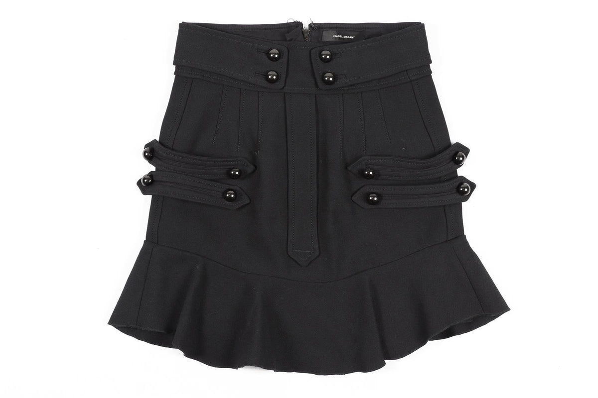 ISABEL MARANT BLACK WOOL SKIRT FR 36 UK 8
