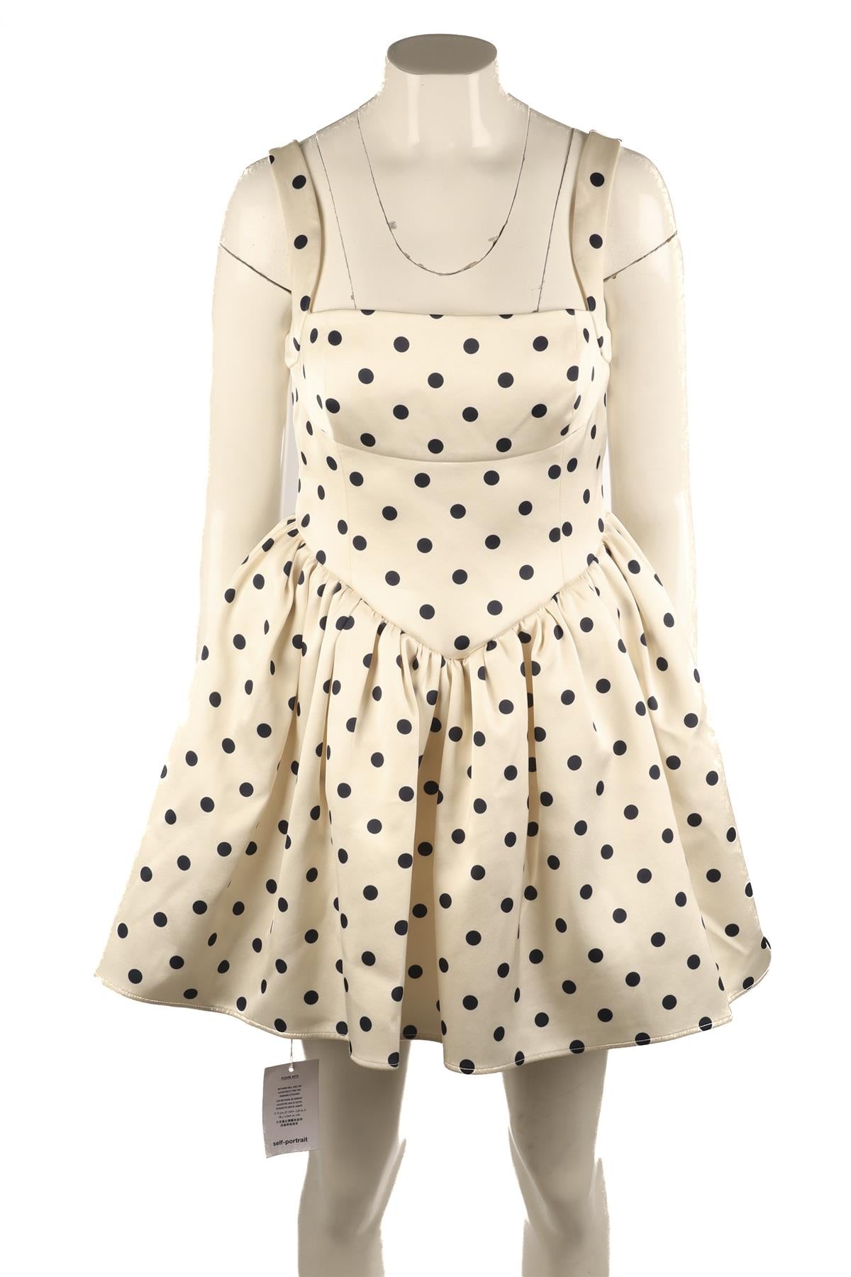 SELF-PORTRAIT CREAM SATIN MINI DRESS UK 8
