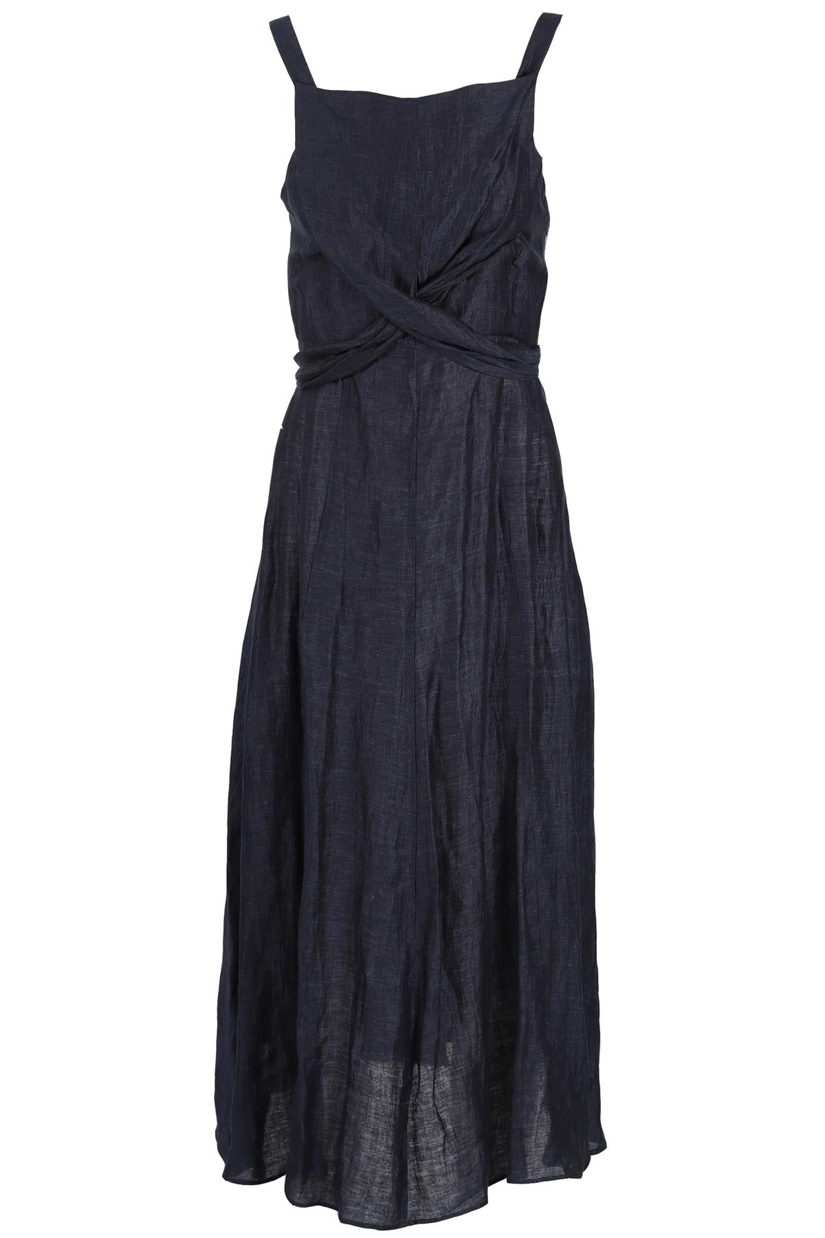 MASSCOB BLUE LINEN MIDI DRESS MEDIUM