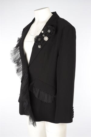 CINQ À SEPT BLACK WOVEN BLAZER UK 12