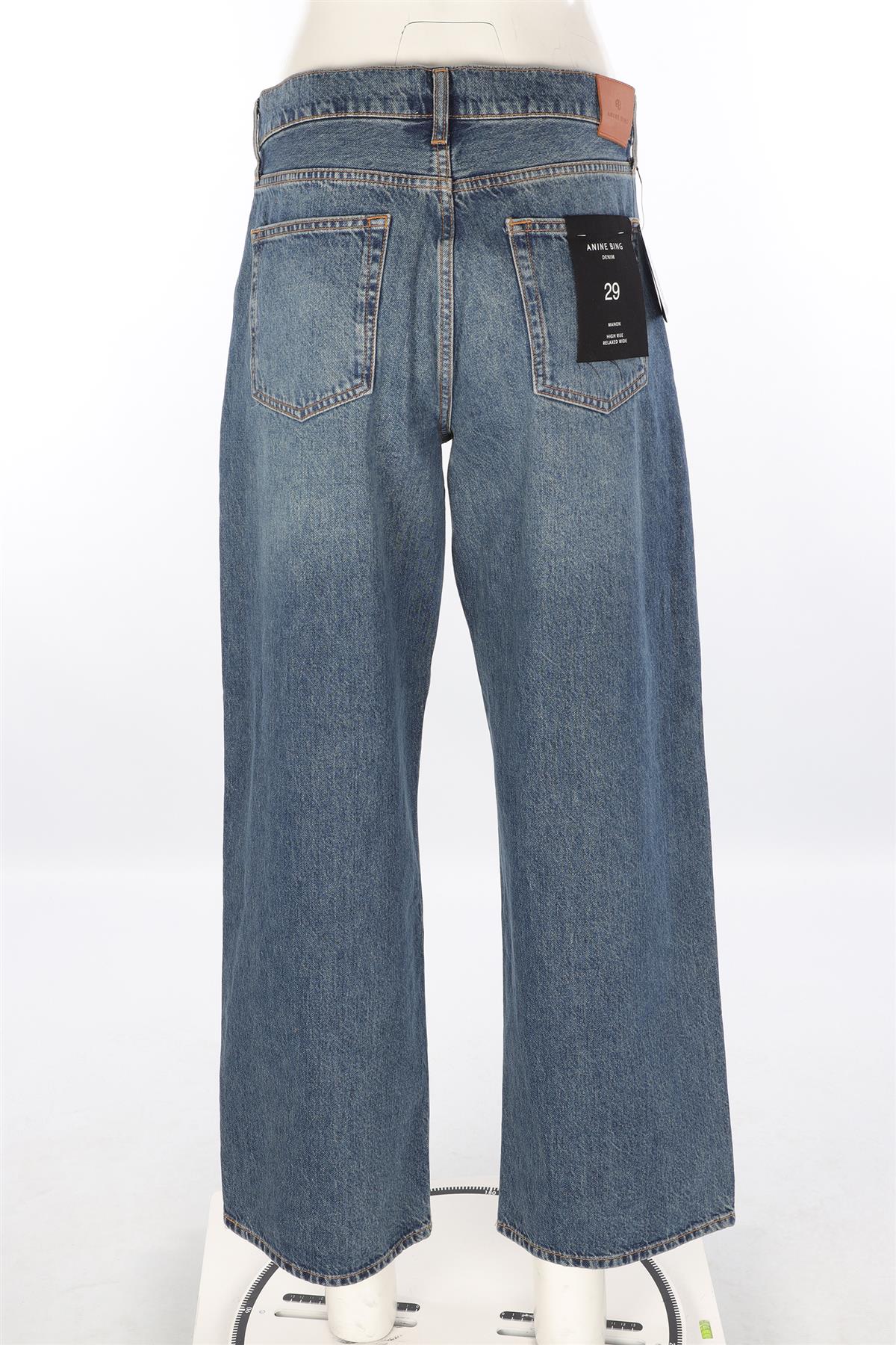 ANINE BING BLUE DENIM HIGH RISE WIDE LEG JEANS W29 UK 10-12