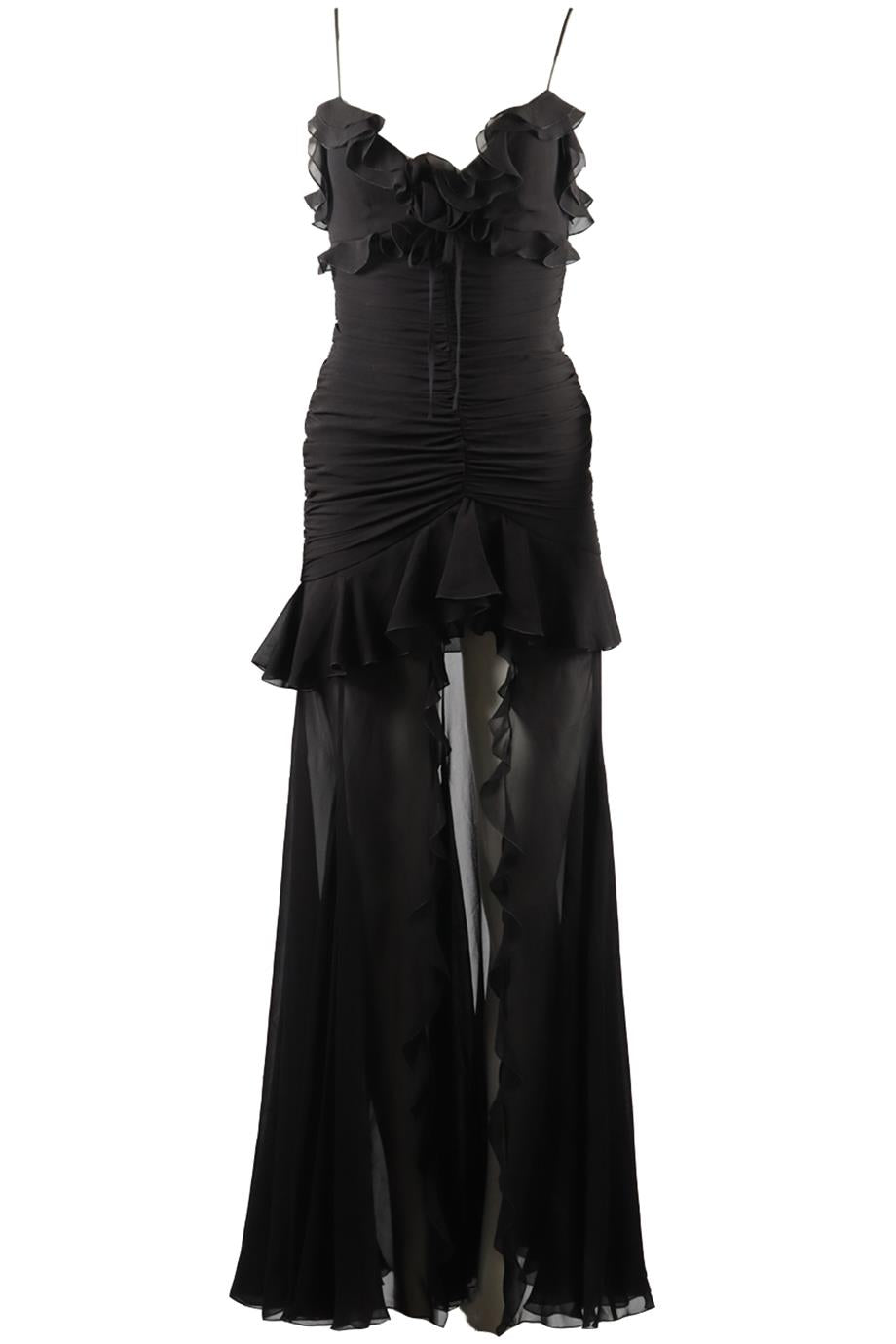 ALESSANDRA RICH RUFFLED SILK MAXI DRESS UK 6