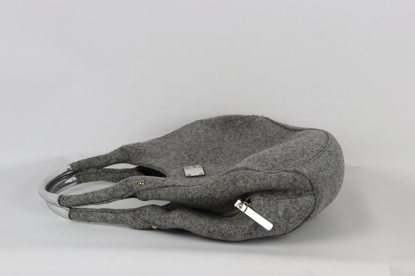 KATE SPACE LEATHER TRIMMED WOOL FELT SHOULDER BAG