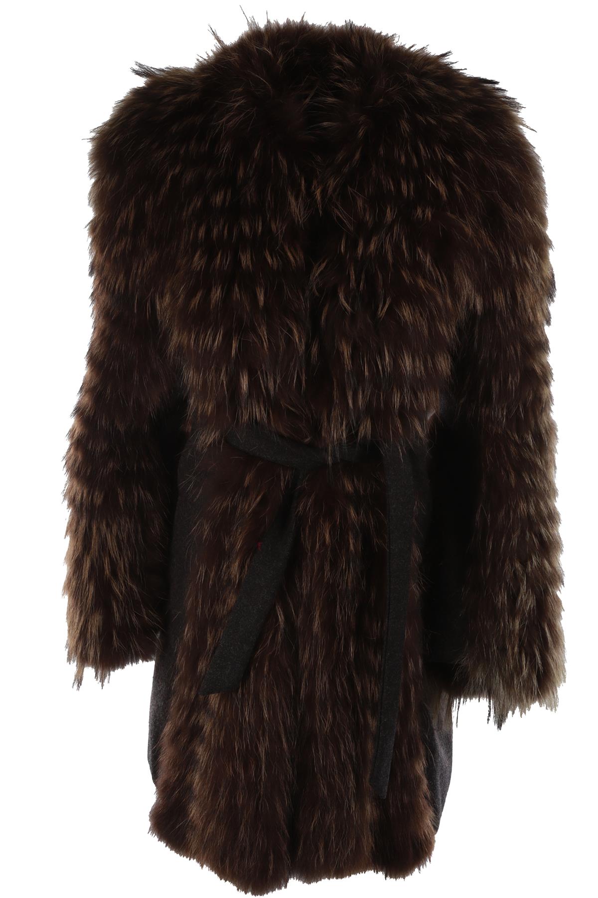 HOCKLEY BROWN FUR AND WOOL COAT UK 10
