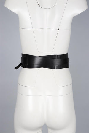 ISABEL MARANT BLACK LEATHER WAIST BELT 66 IN