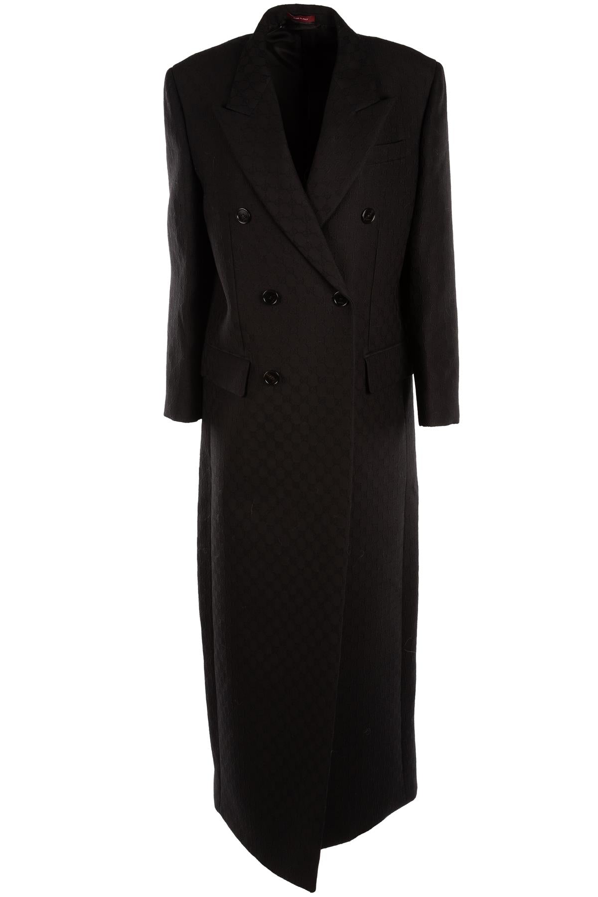 GUCCI BLACK GG WOOL COAT IT 40 UK 8