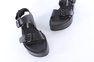 ANN DEMEULEMEESTER BLACK LEATHER PLATFORM SANDALS EU 38 UK 5