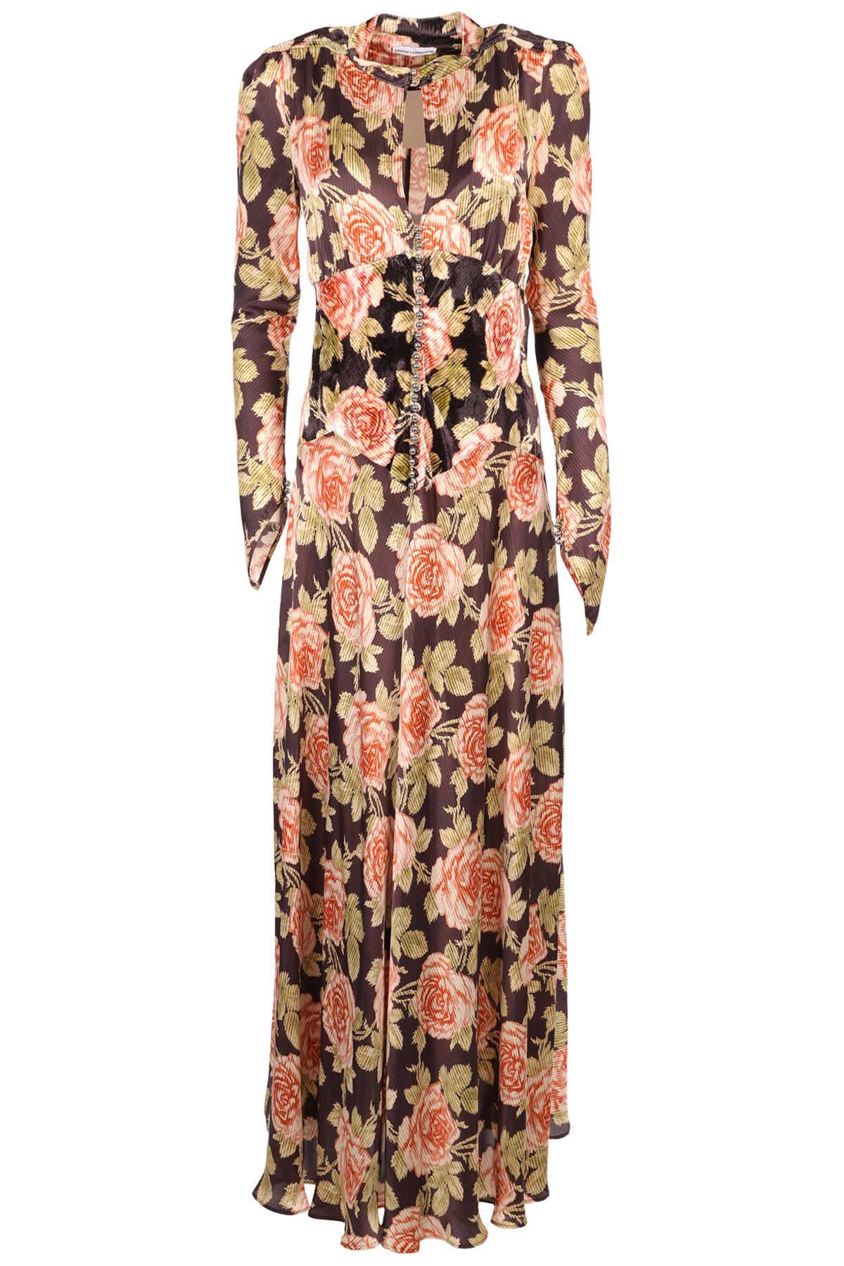 PACO RABANNE MULTI SATIN MAXI DRESS FR 38 UK 10