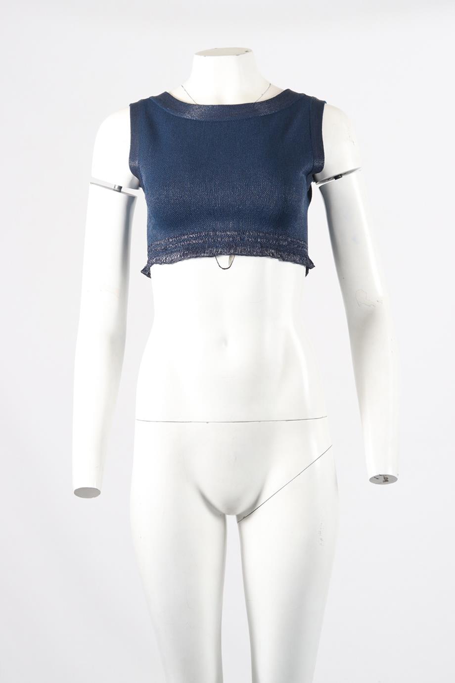 AZZEDINE ALAÏA CROPPED JACQUARD KNIT TOP FR 36 UK 8