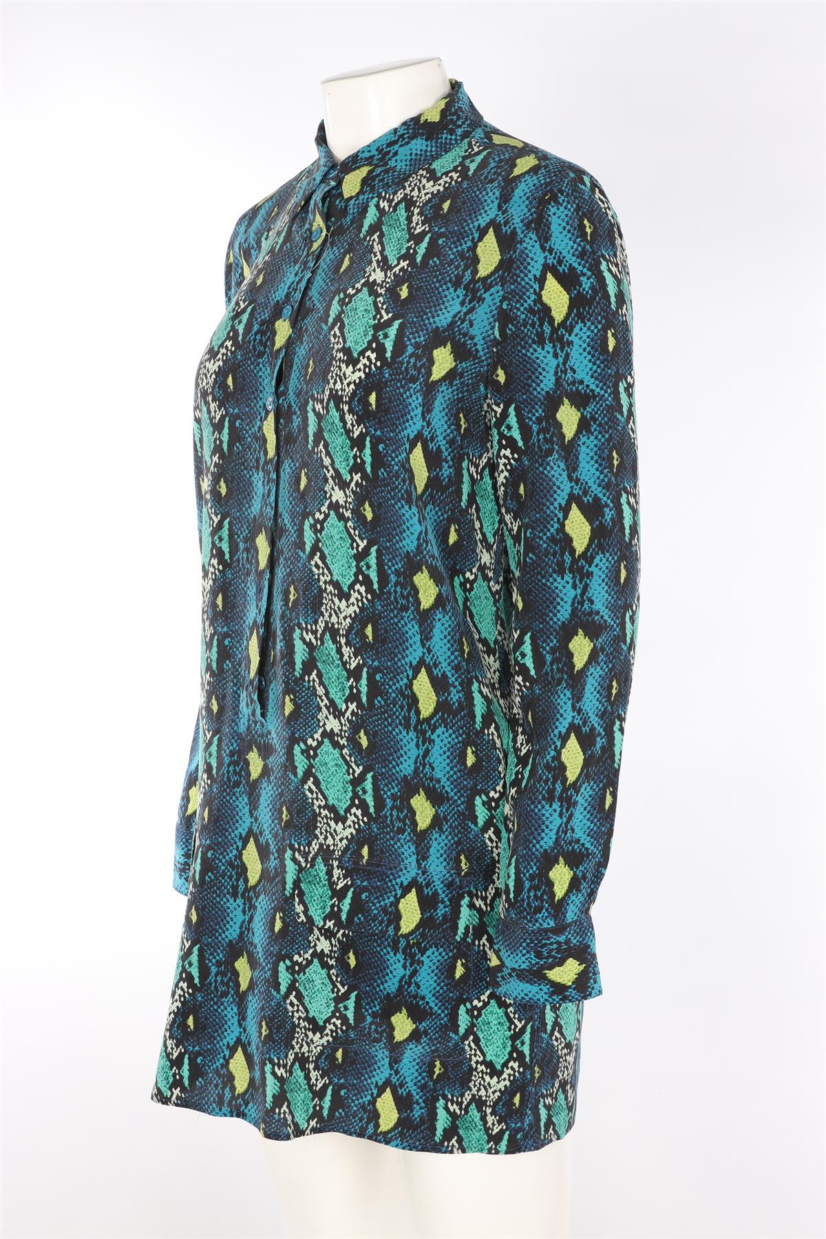 EQUIPMENT BLUE SILK MULTI MINI DRESS MEDIUM