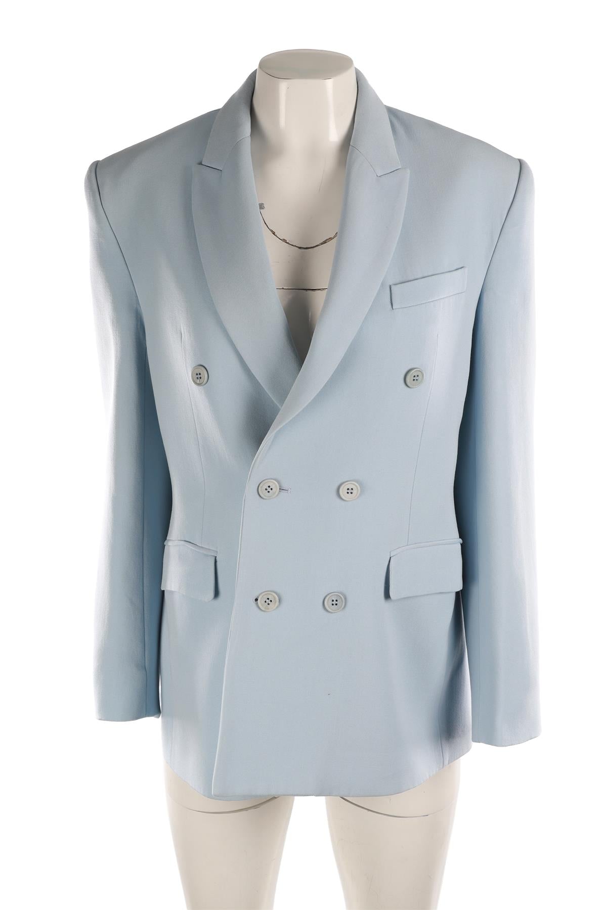 WARDROBE NYC BLUE WOOL BLAZER XSMALL
