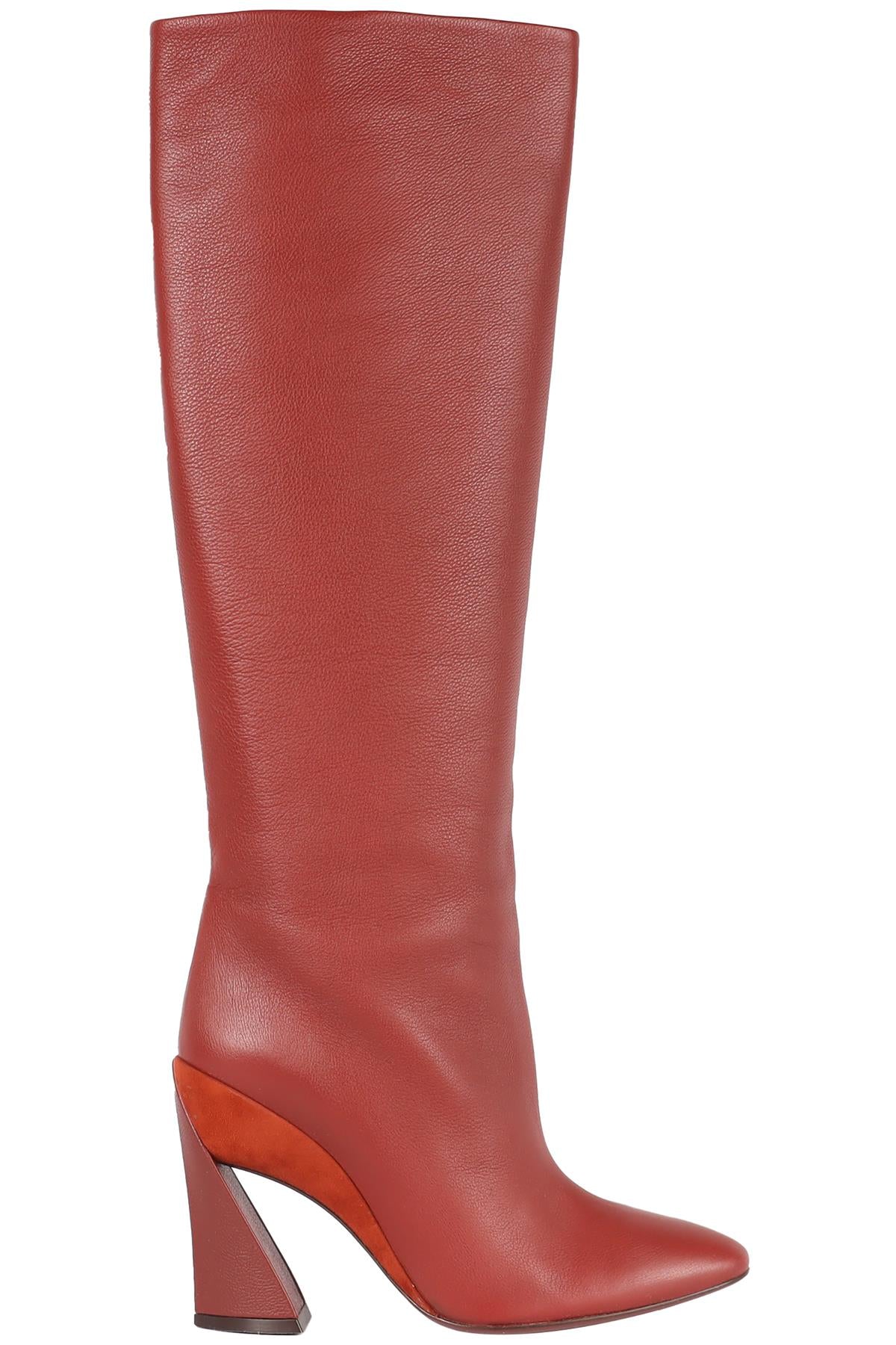 SALVATORE FERRAGAMO RED LEATHER KNEE HIGH BOOTS EU 38.5 UK 5.5 US 8.5