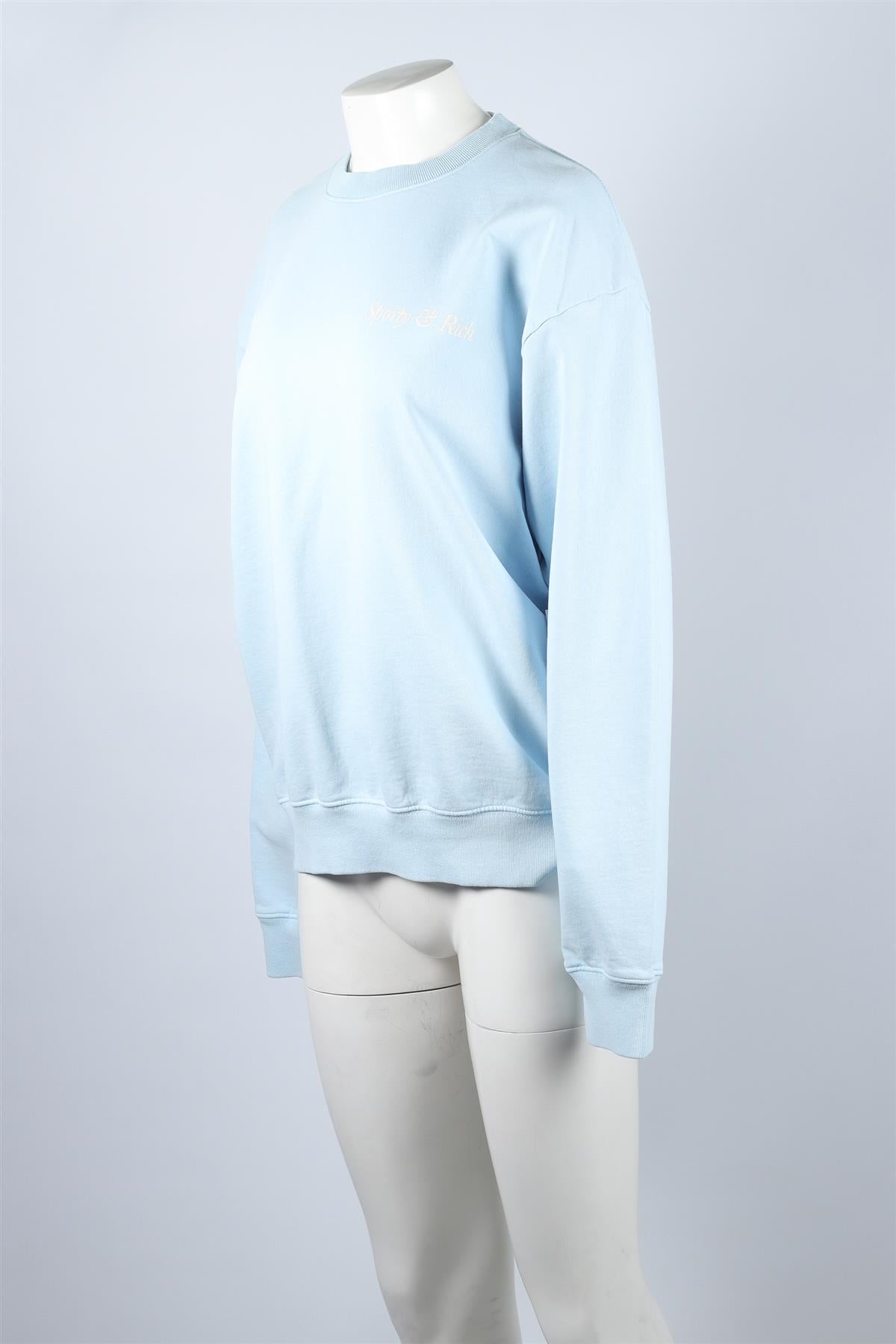 SPORTY & RICH BLUE COTTON SWEATSHIRT MEDIUM