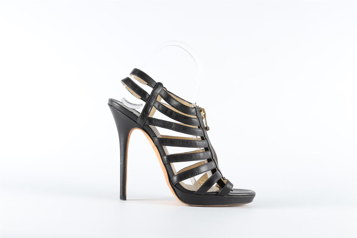JIMMY CHOO BLACK LEATHER SANDALS EU 39 UK 6 US 9