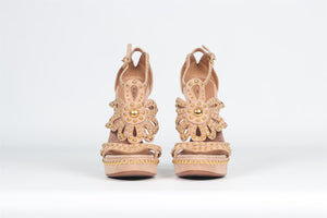 AZZEDINE ALAÏA NUDE SUEDE SANDALS EU 37 UK 4 US 7