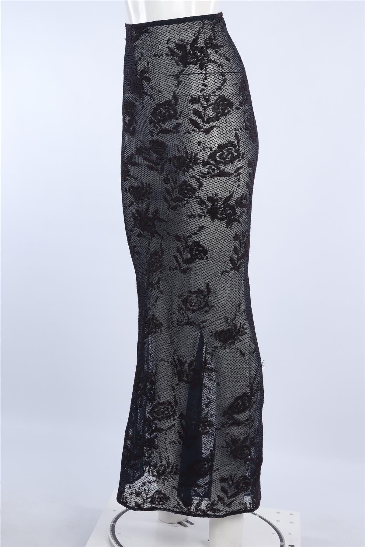 ALAÏA NAVY LACE MAXI SKIRT FR 36 UK 8