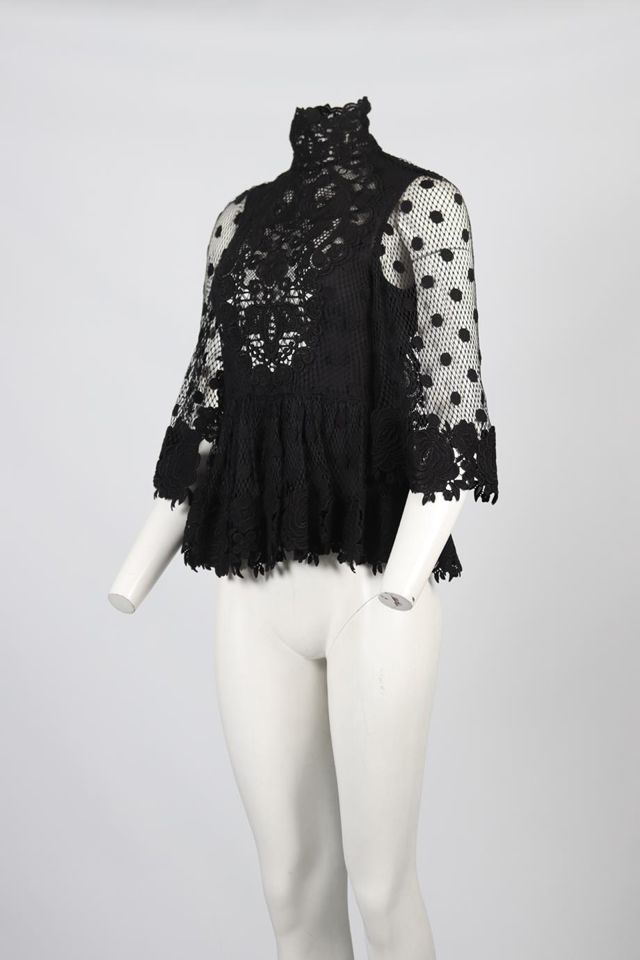 ELLIE SAAB LACE AND MESH TOP FR 36 UK 8