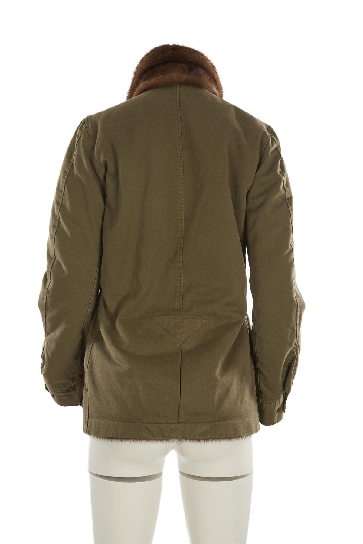 UNBRANDED GREEN MINK FUR AND COTTON JACKET MEDIUM