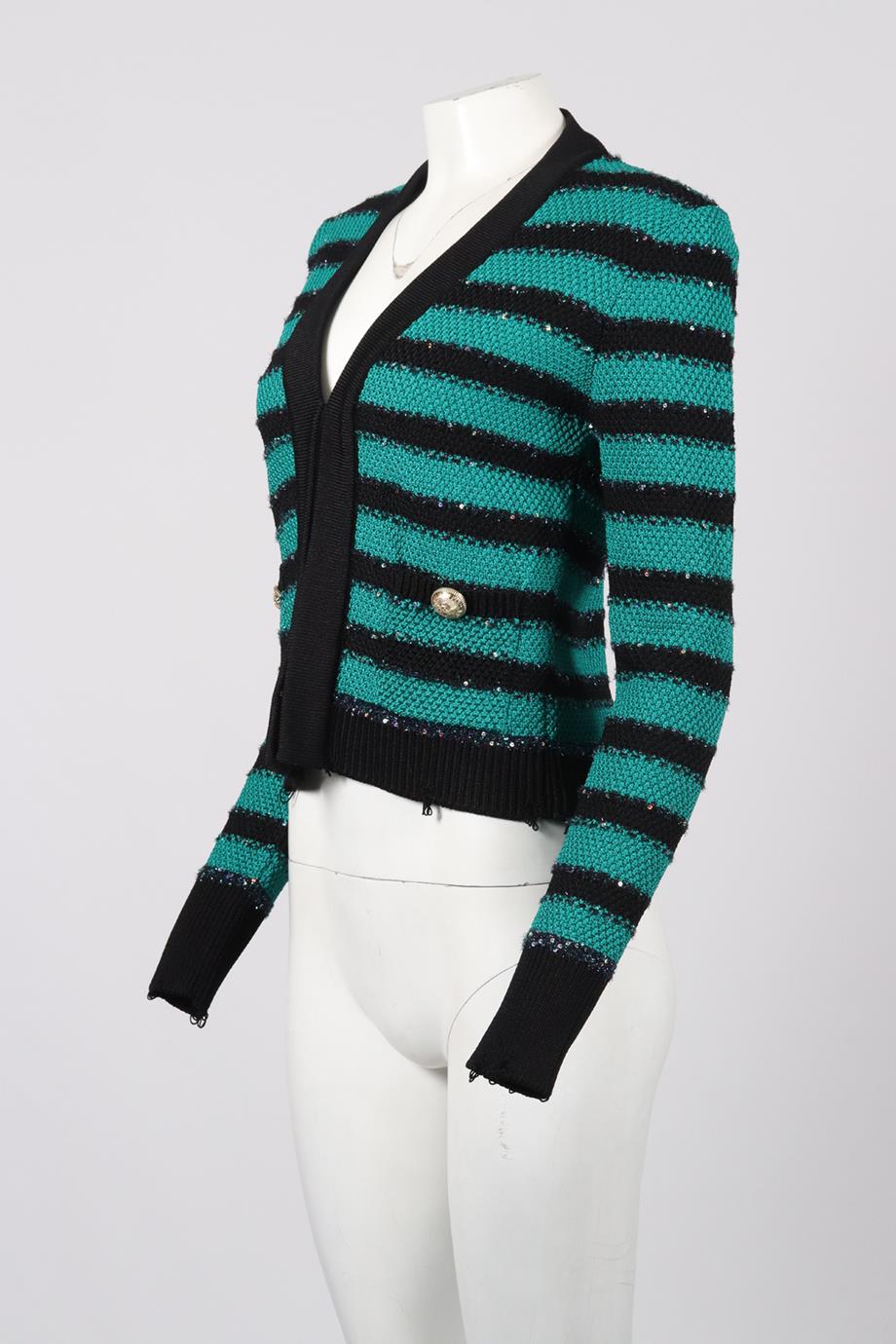 BALMAIN STRIPED KNIT JACKET FR 36 UK 8