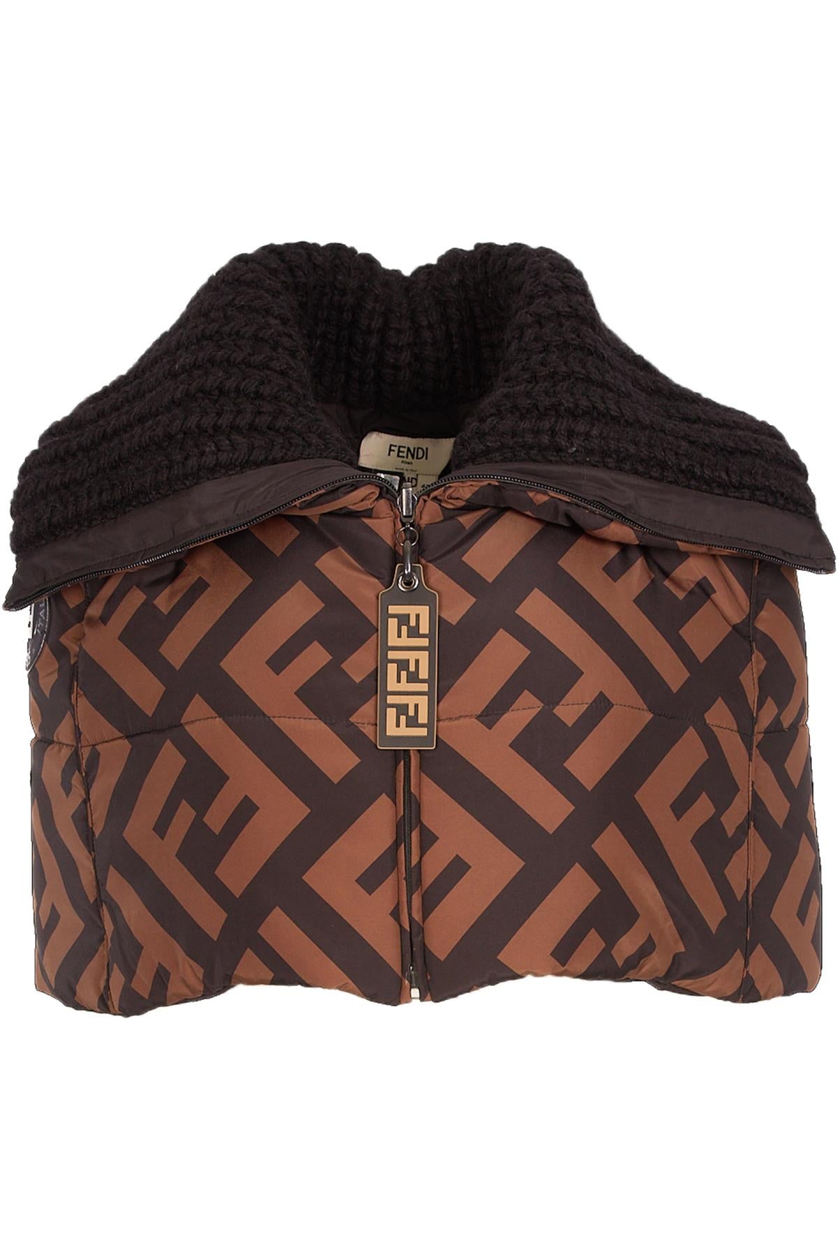 FENDI BLACK FF PADDED SHELL CAPE IT 42 UK 10