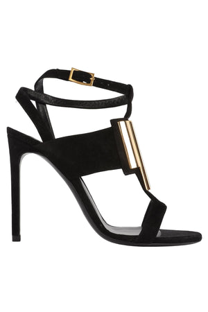 SAINT LAURENT BLACK SUEDE SANDALS EU 37.5 UK 4.5 US 7.5