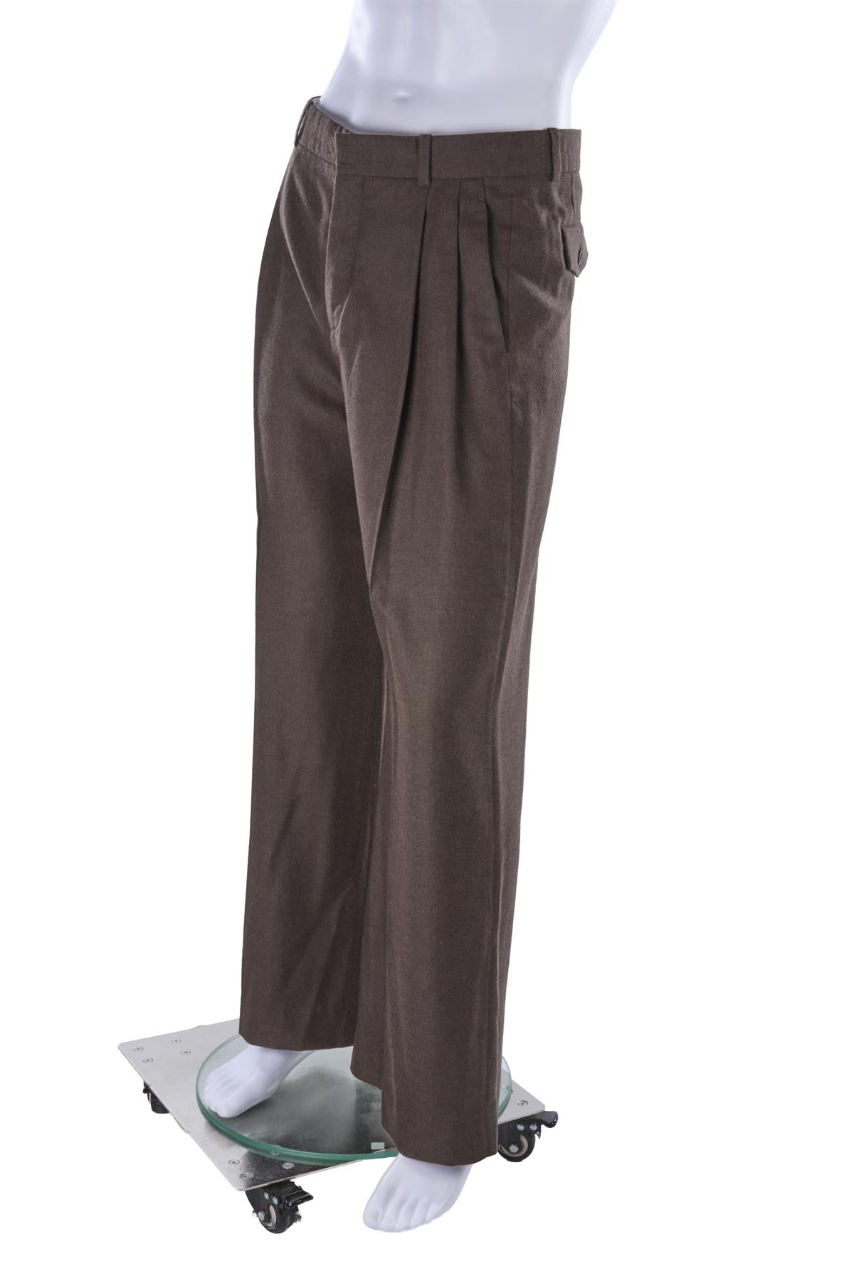 BROWN MEN'S CASHMERE WIDE LEG PANTS
